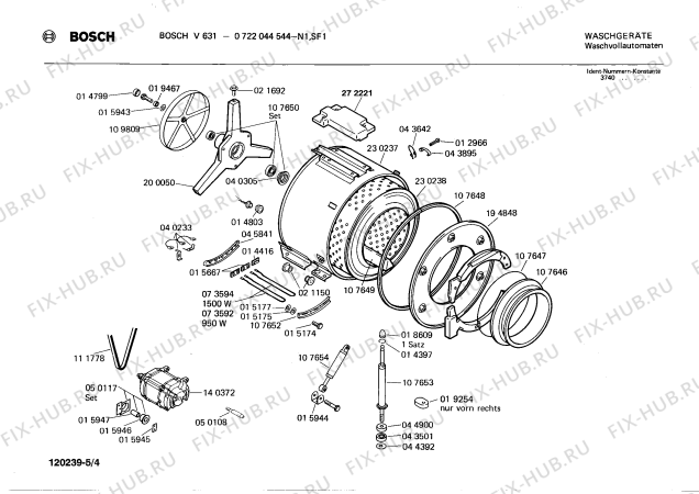 Взрыв-схема стиральной машины Bosch 0722044544 V631 - Схема узла 04