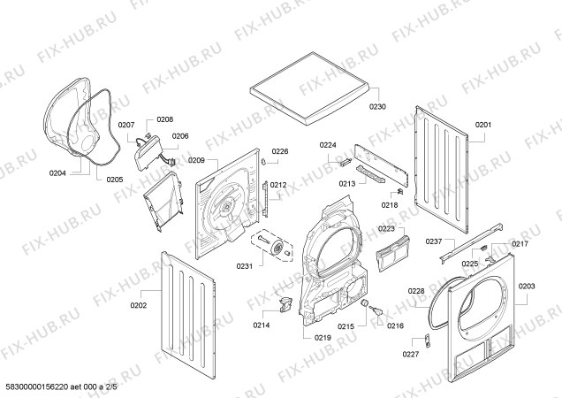 Взрыв-схема сушильной машины Bosch WTE86103PL - Схема узла 02