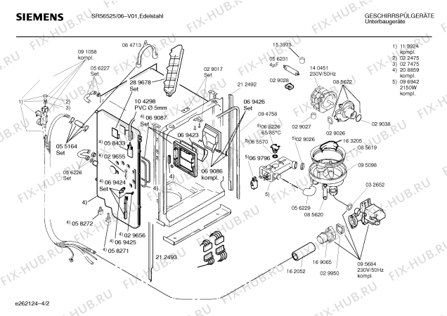 Схема №4 SR54625 с изображением Кнопка для посудомойки Siemens 00167267
