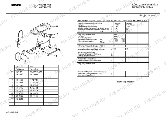 Взрыв-схема холодильника Bosch GFL1040 - Схема узла 02