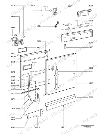 Взрыв-схема посудомоечной машины Whirlpool APDW2 (F092283) - Схема узла