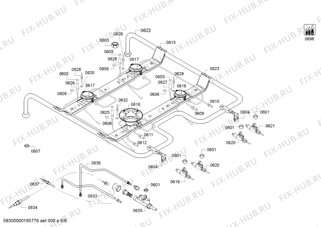 Взрыв-схема плиты (духовки) Bosch HGA24W255Q - Схема узла 06