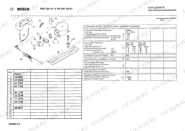 Взрыв-схема холодильника Bosch 0700334135, KGE3331S - Схема узла 02