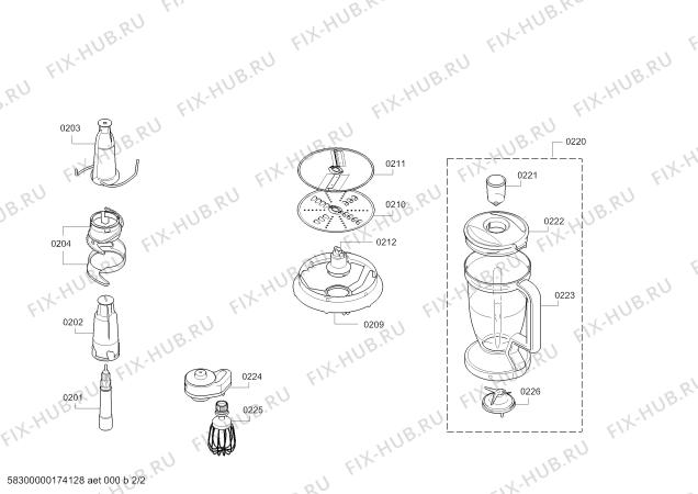 Взрыв-схема кухонного комбайна Bosch MCM64035 - Схема узла 02