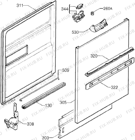 Взрыв-схема посудомоечной машины Zanussi ID6245W - Схема узла Door 003