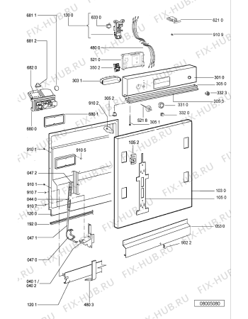 Схема №2 GSFS 4321/1 WS с изображением Модуль (плата) управления для посудомойки Whirlpool 481221838218