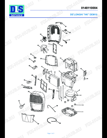 Схема №1 TASCIUGO ARIADRY DEM 10 с изображением Труба для электроувлажнителя воздуха DELONGHI NE1375