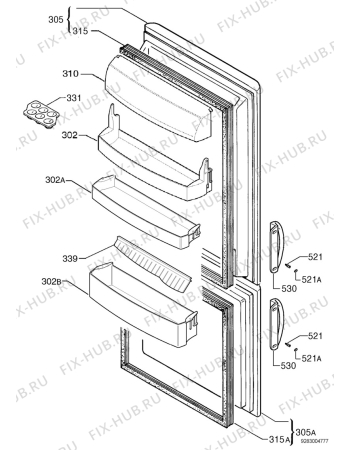 Взрыв-схема холодильника Faure FRC363W - Схема узла Door 003