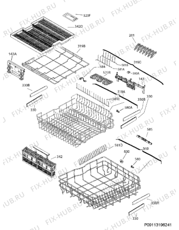 Взрыв-схема посудомоечной машины Electrolux EW24ID80QS3A - Схема узла Basket 160