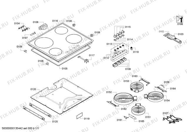 Схема №1 PKE645V14E с изображением Стеклокерамика для плиты (духовки) Bosch 00681773