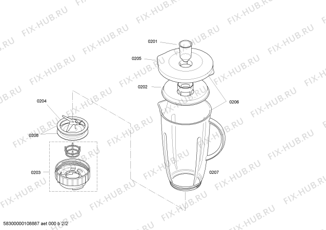 Взрыв-схема блендера (миксера) Bosch MMB19ZA Ralf Zacherl - Схема узла 02