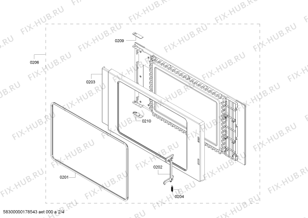 Схема №4 HF25M5R2 с изображением Дверь для духового шкафа Siemens 00686654