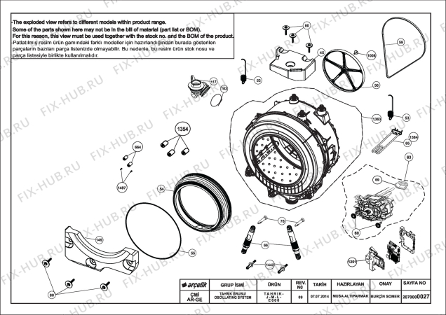 Схема №6 BEKO WMB61421 (7107441200) с изображением Инструкция по обслуживанию для стиральной машины Beko 2820521924