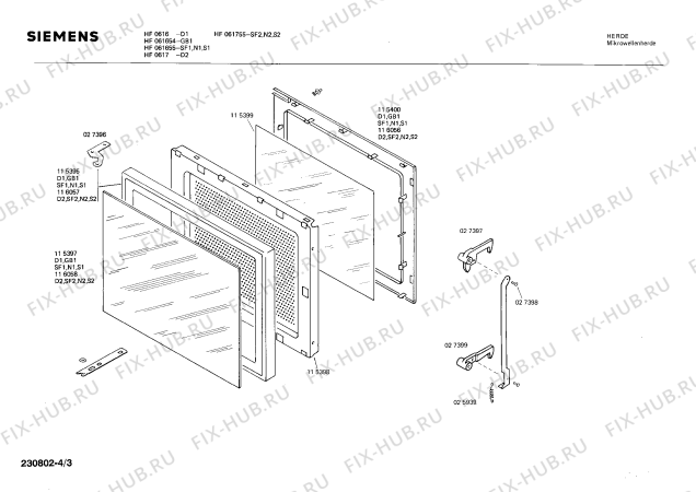 Взрыв-схема микроволновой печи Siemens HF061755 - Схема узла 03
