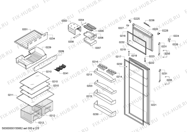 Взрыв-схема холодильника Bosch KDN40X74ME - Схема узла 02