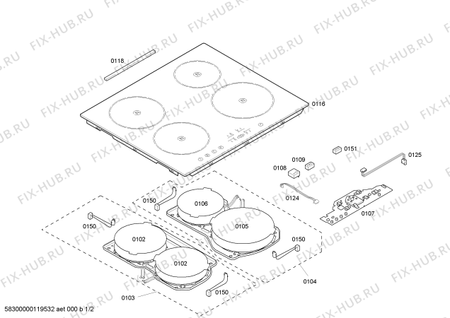 Схема №2 T4443X1 induccion neff 4i tc top enc-pla с изображением Стеклокерамика для плиты (духовки) Bosch 00477097