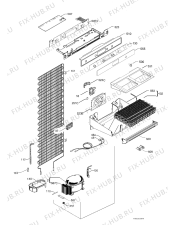 Взрыв-схема холодильника Rex Electrolux CI330NFA+ - Схема узла Cooling system 017