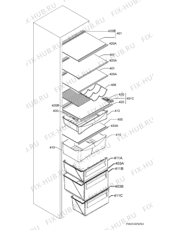 Взрыв-схема холодильника Zanussi ZRB38224XV - Схема узла Internal parts