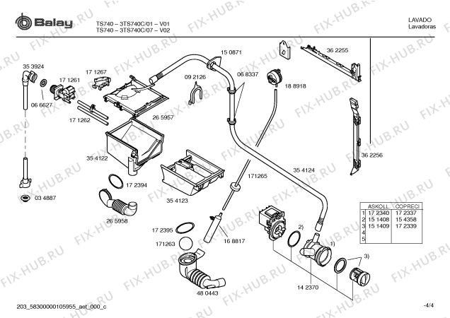 Взрыв-схема стиральной машины Balay 3TS740C TS740 - Схема узла 04