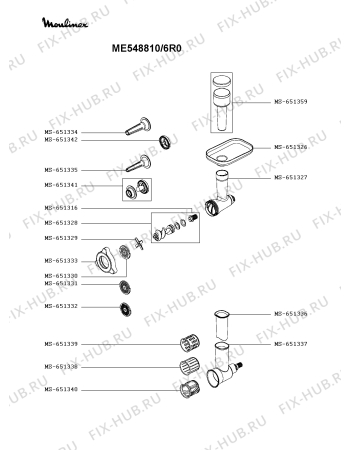 Схема №2 ME548810/6R0 с изображением Решетка для мясорубки Moulinex MS-651331