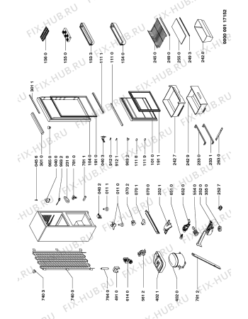 Схема №1 CBA 251 R/H с изображением Ящик (корзина) для холодильника Whirlpool 481941879811