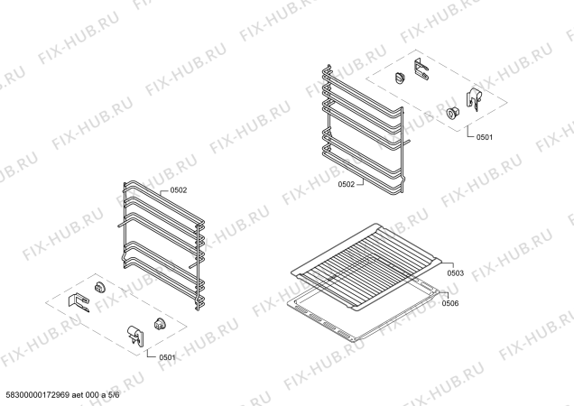 Взрыв-схема плиты (духовки) Bosch HGG323163R - Схема узла 05
