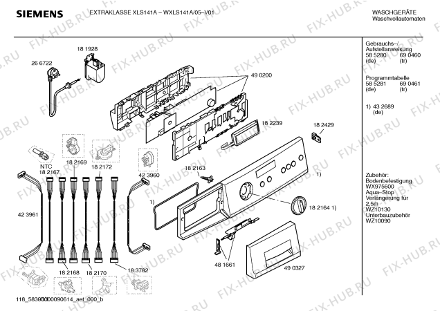Схема №3 WXLS141A EXTRAKLASSE XLS141A с изображением Инструкция по установке и эксплуатации для стиральной машины Siemens 00690460