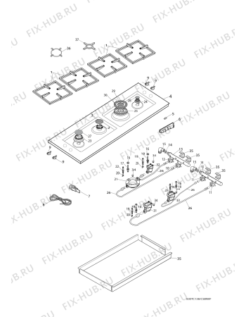 Схема №2 B30TC138CSBNVF (F036218) с изображением Трубка подачи газа для электропечи Indesit C00195594