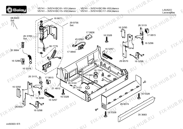 Взрыв-схема посудомоечной машины Balay 3VS741BC VS741 - Схема узла 05