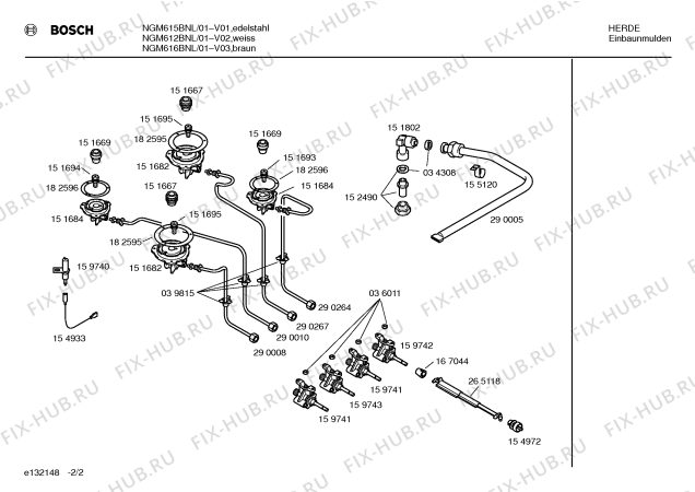 Взрыв-схема плиты (духовки) Bosch NGM612BNL - Схема узла 02