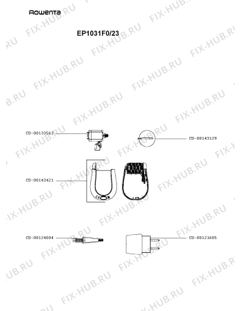 Схема №1 EP1031F0/23 с изображением Элемент корпуса для электроэпилятора Rowenta CS-00143421