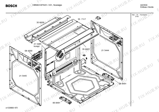 Взрыв-схема плиты (духовки) Bosch HBN6310FN - Схема узла 05