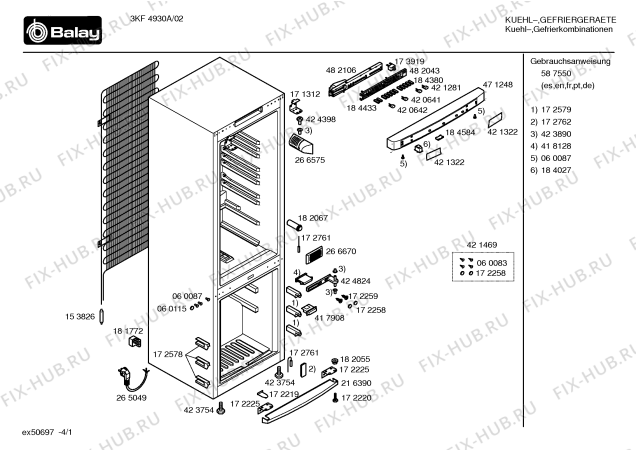 Схема №4 3KF4960A с изображением Инструкция по эксплуатации для холодильной камеры Bosch 00587550