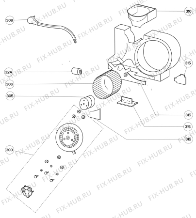 Взрыв-схема вытяжки Progress PDP9031E - Схема узла Motor