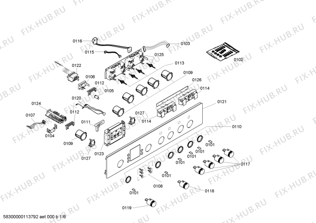 Схема №5 HEN340561 с изображением Панель управления для духового шкафа Bosch 00449924