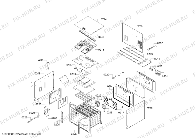 Взрыв-схема плиты (духовки) Gaggenau BM270100 - Схема узла 02