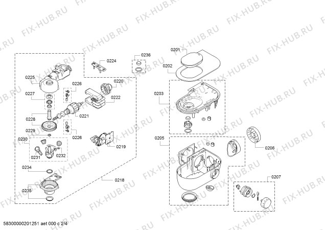 Схема №4 MUM52120 с изображением Привод для кухонного комбайна Bosch 11019707
