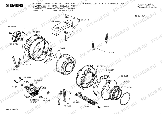 Схема №4 S1WTF3002A SIWAMAT XS440 с изображением Таблица программ для стиралки Siemens 00582036