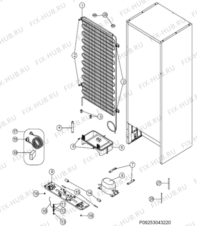 Взрыв-схема холодильника Zanussi ZRT334W - Схема узла Section 3