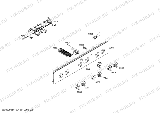 Взрыв-схема плиты (духовки) Siemens HM422200E - Схема узла 02