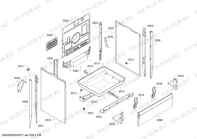 Схема №7 HGD85D223F с изображением Панель управления для плиты (духовки) Bosch 00744291