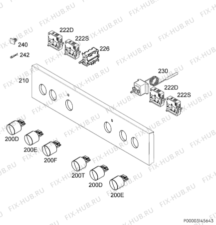 Взрыв-схема плиты (духовки) Zanussi ZOU30603XU - Схема узла Command panel 037