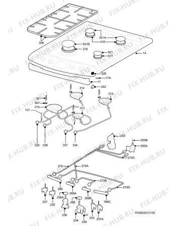Взрыв-схема плиты (духовки) Zanussi ZKG5540XFN - Схема узла Hob 271