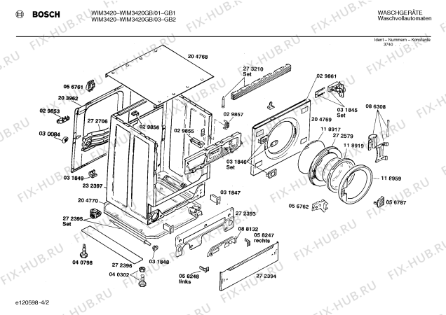 Схема №4 WIM3420GB WIM3420 с изображением Панель управления для стиральной машины Bosch 00273084