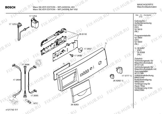 Схема №5 WFL245SNL Silver Edition с изображением Панель управления для стиральной машины Bosch 00358308