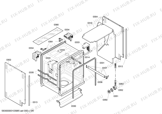 Взрыв-схема посудомоечной машины Bosch SHI57M15EU Silence comfort - Схема узла 03