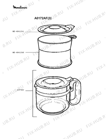 Взрыв-схема кофеварки (кофемашины) Moulinex A0172AF(3) - Схема узла IP001366.2P2