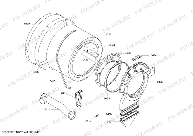 Схема №4 WTA4100 с изображением Плоский кабель для сушильной машины Bosch 00423043