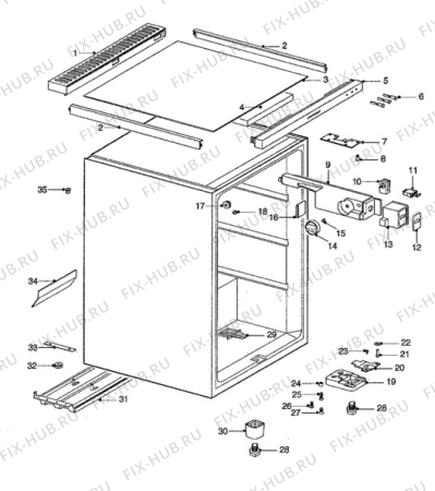 Взрыв-схема холодильника Electrolux EU1044T/CH - Схема узла Cabinet + armatures