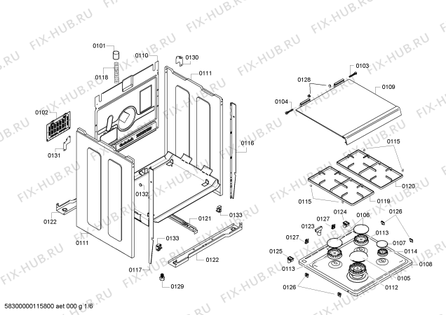 Схема №6 3CGX466B с изображением Рамка для плиты (духовки) Bosch 00476095